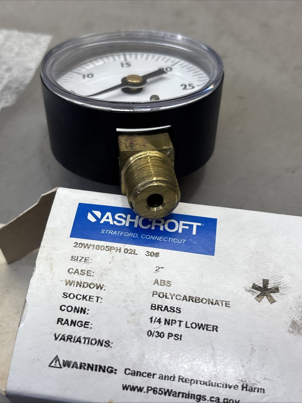 ASHCROFT 20W1005PH 02L 100# 2" PRESSURE GAUGE 0-30PSI * NEW IN BOX *