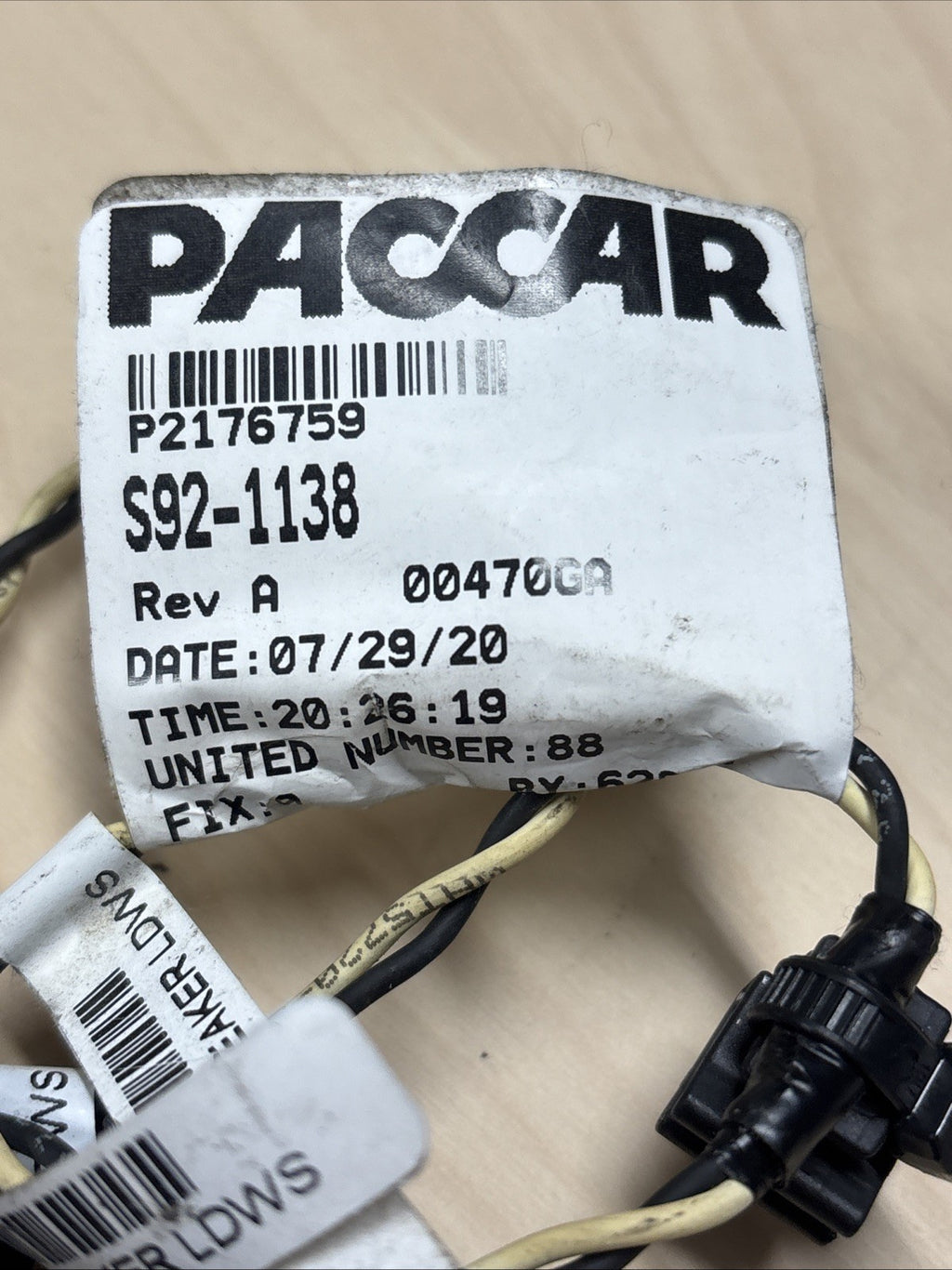 GENUINE PACCAR OEM HARNESS -LDWS SPEAKER w/ PIGTAIL ~ S92-1138