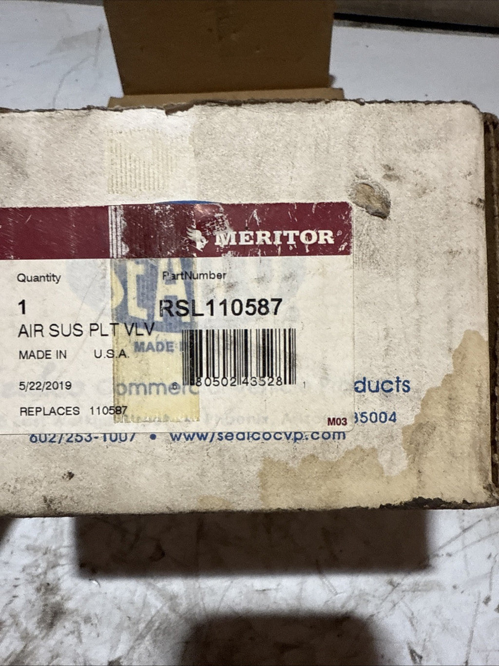 Meritor RSL110587 - AIR SUS PLT VLV