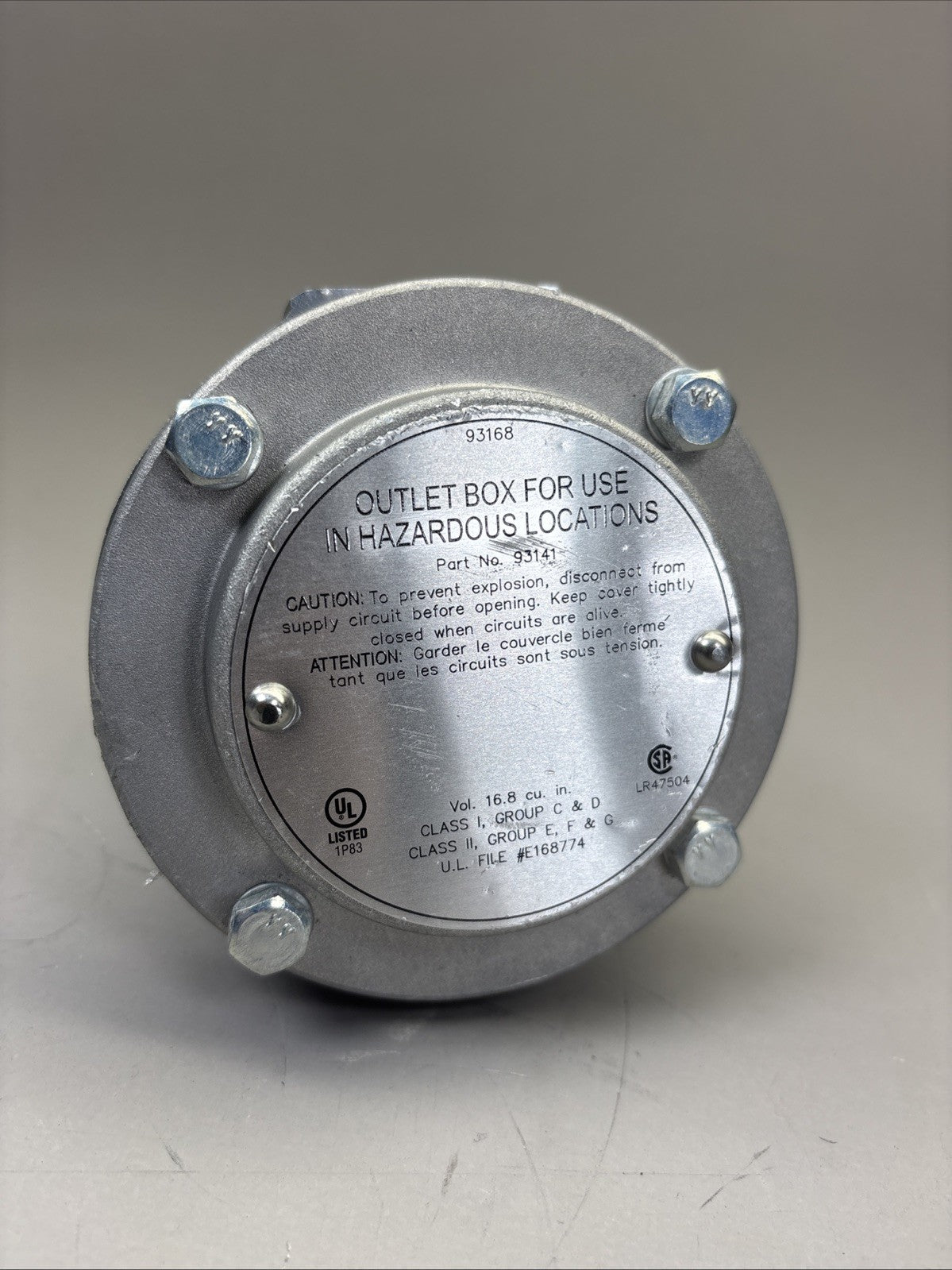 Outlet Box Hazardous Condition. Part Number 93141. open box. 93168 Electrical