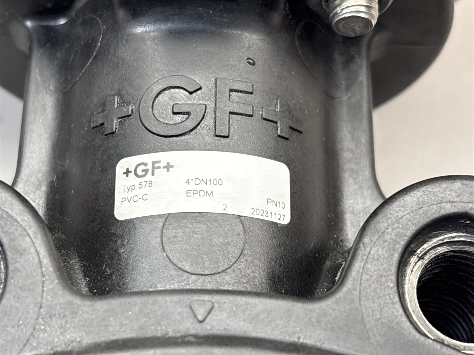 +GF+ GEORG FISCHER 4" DN100 Butterfly Valve, Lever Handle EPDM PVC-C/INOX