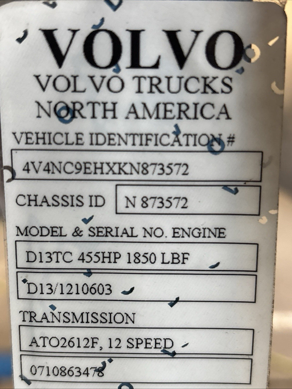 2019 VOLVO VNL AIR BRAKE VALVE BENDIX 108620 OEM