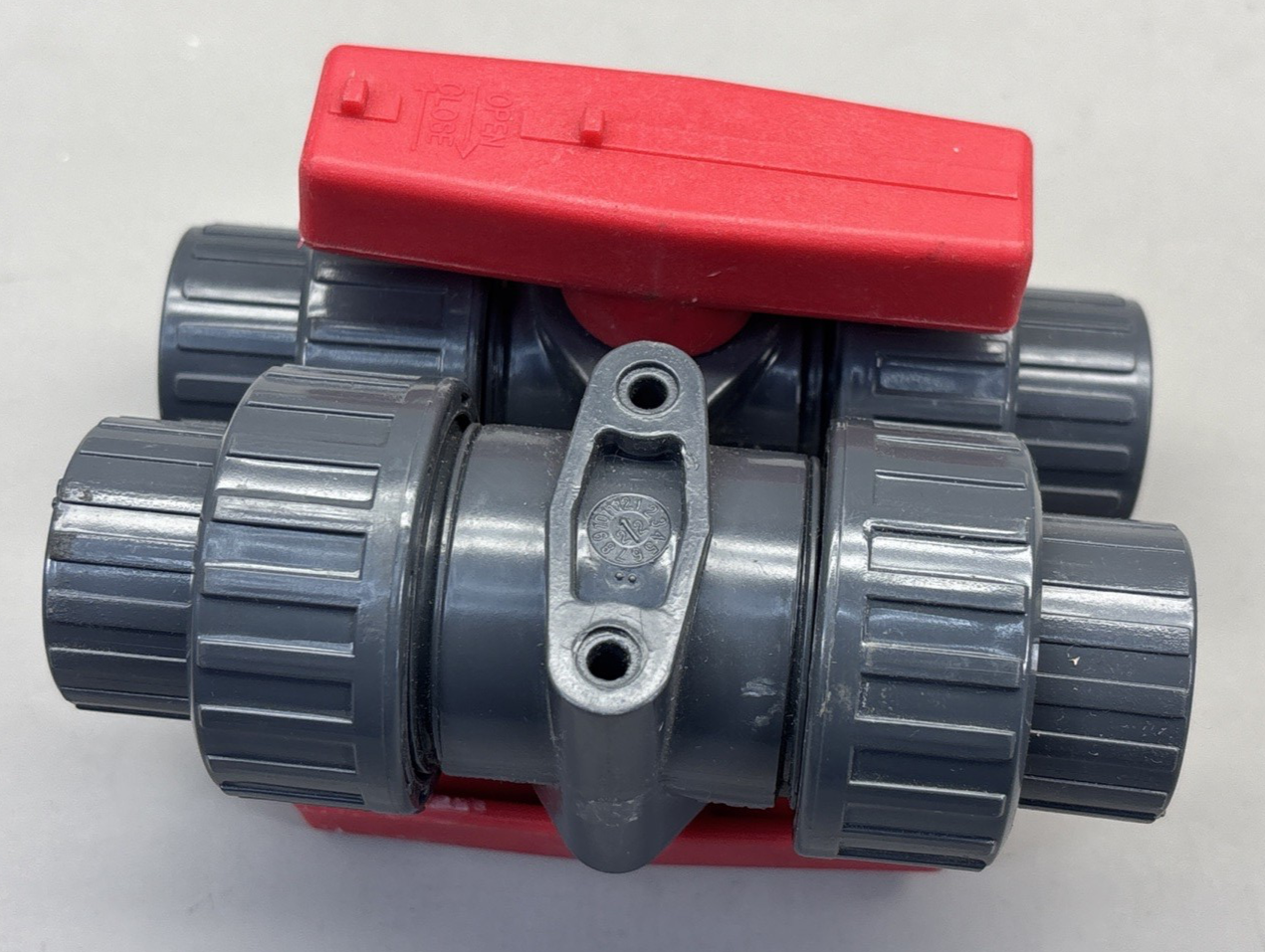 NOS Gray PVC 1/2" True Union Ball Valve Threaded and Socket Fittings PN10 DN15