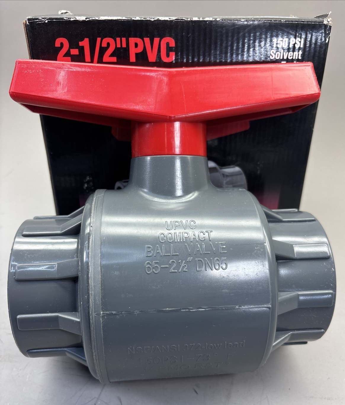 Matco-Norca 3" PVC Ball Valve 770S09G 150 PSI Solvent Ends EPDM TPE Gray NSF