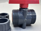 LOT of 2 - PVC Ball Valve DN25 PN10 Union End Gray Red Handle Control