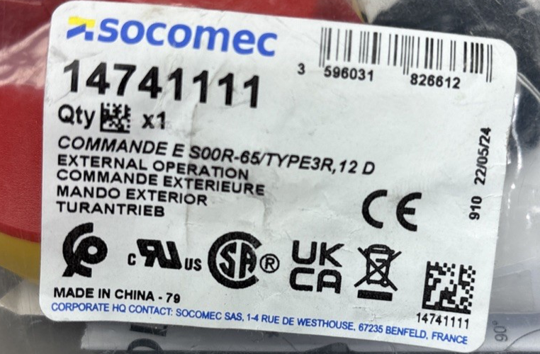 SOCOMEC 14741111 / 14741111 (BRAND NEW)
