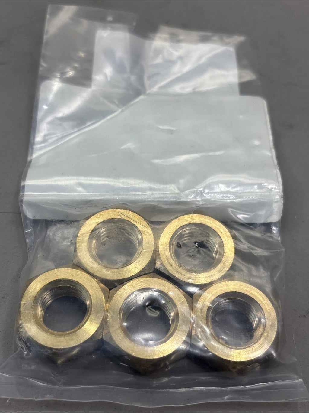 Metric Hex Nut, Brass, DIN 934, RH, M14 x 2mm x 11mm Height, 5 Pcs