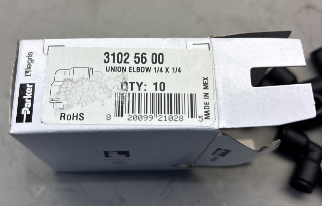 Box of 10 LEGRIS 3102 56 00 Union Elbow, 90 Deg, 1/4" Tube  NEW