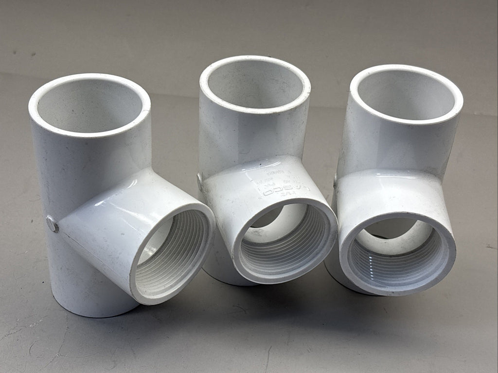 Pack of 3 LASCO PVC 40 PN12 Sch 80 Female Thread Tee 1-1/2"To Socket End D2466