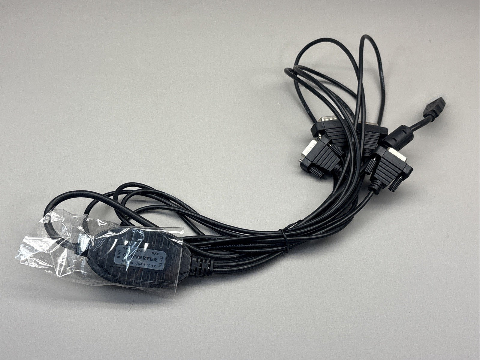 Gearmo 4 Port USB to Serial RS232 Adapter FTDI Chipset, Supports Win Black