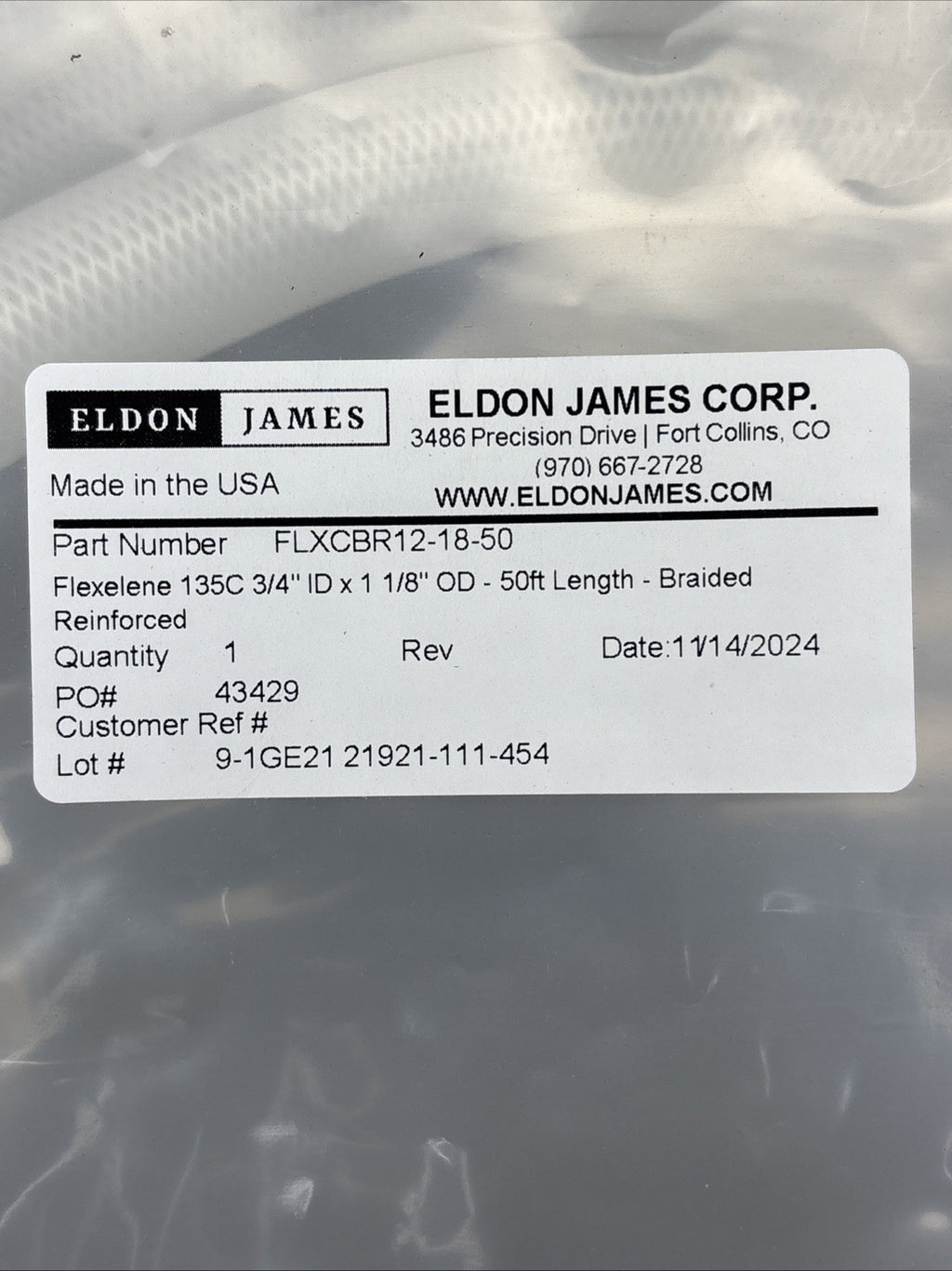 Eldon James FLXCBR12-18-50 - 50ft Flexelene 135C Braided Reinforced