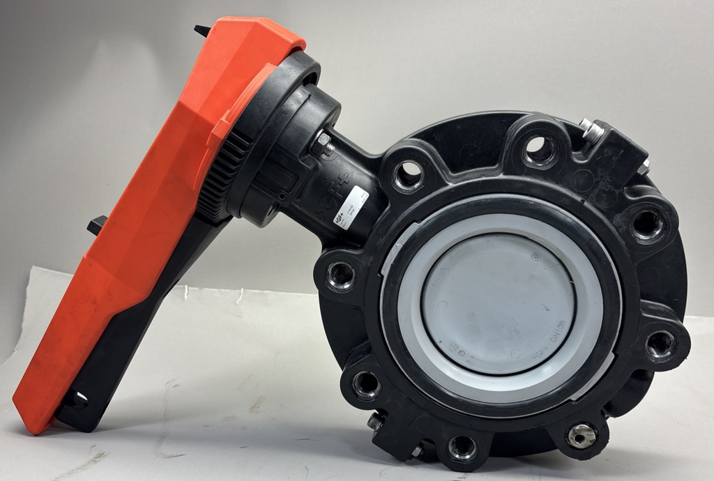 +GF+ GEORG FISCHER 4" DN100 Butterfly Valve, Lever Handle EPDM PVC-C/INOX