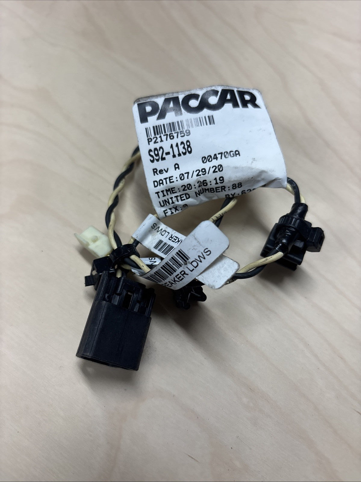 GENUINE PACCAR OEM HARNESS -LDWS SPEAKER w/ PIGTAIL ~ S92-1138