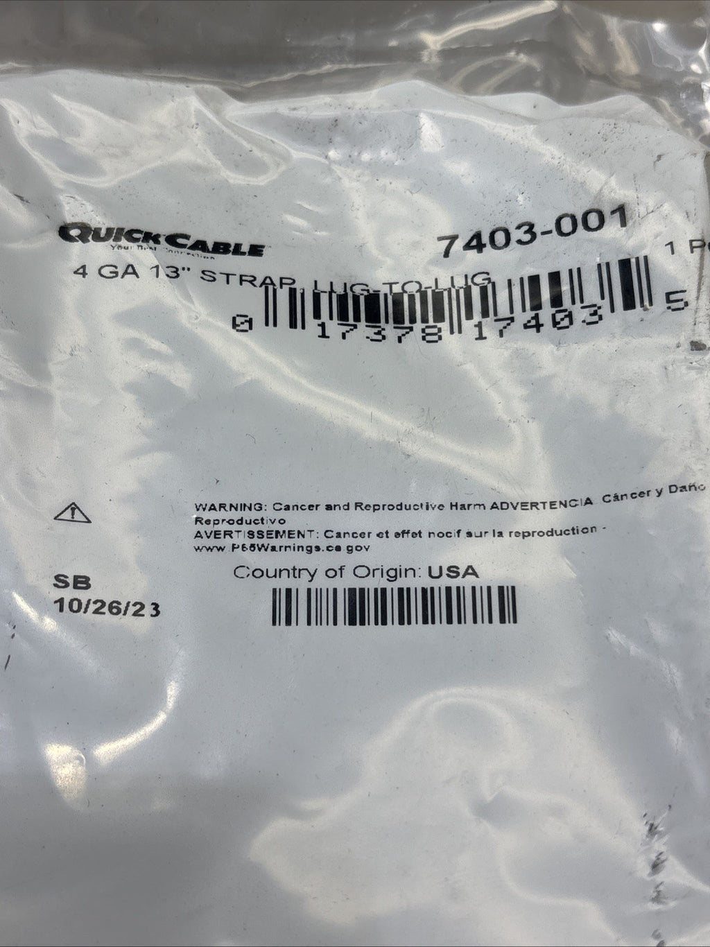 LOT OF 2 Quick Cable 7403-001 4 Gauge 13" Strap Lug To Lug Braided Ground Cable