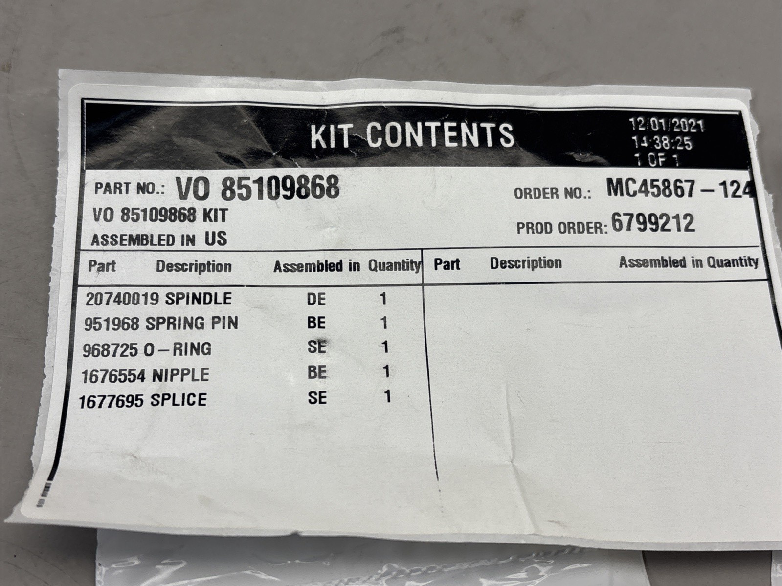 Genuine Mack 85109868 Multi-Purpose Hardware Coolant Filter Shutoff Valve Kit