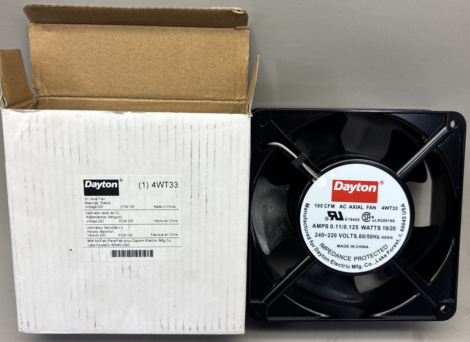 NEW DAYTON 4WT33 AXIAL FAN 240-220 VOLTS 60/50HZ