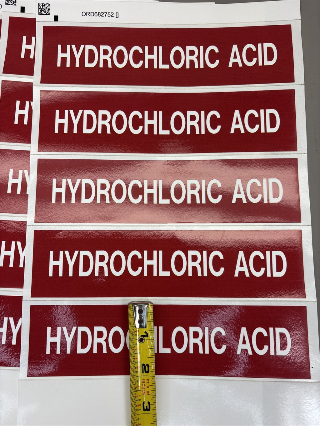 LOT of 8 - Brady Label, Hydrochloric Acid, Polyester, 2 7/8 In W, 2 In H