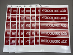 LOT of 8 - Brady Label, Hydrochloric Acid, Polyester, 2 7/8 In W, 2 In H