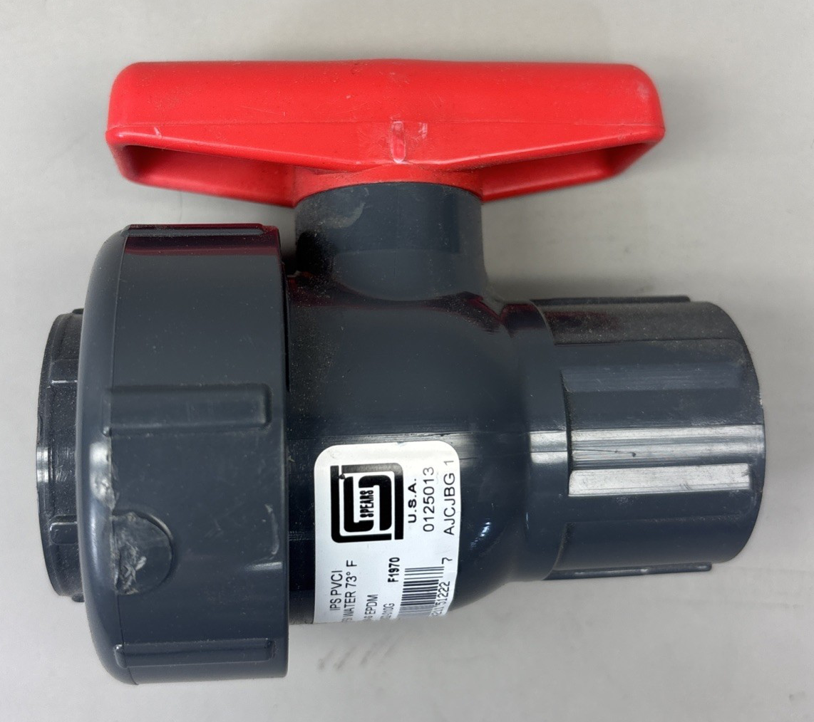 New Spears 2422-010G Single Entry Ball Valve, 1" Socket End Style, PVC