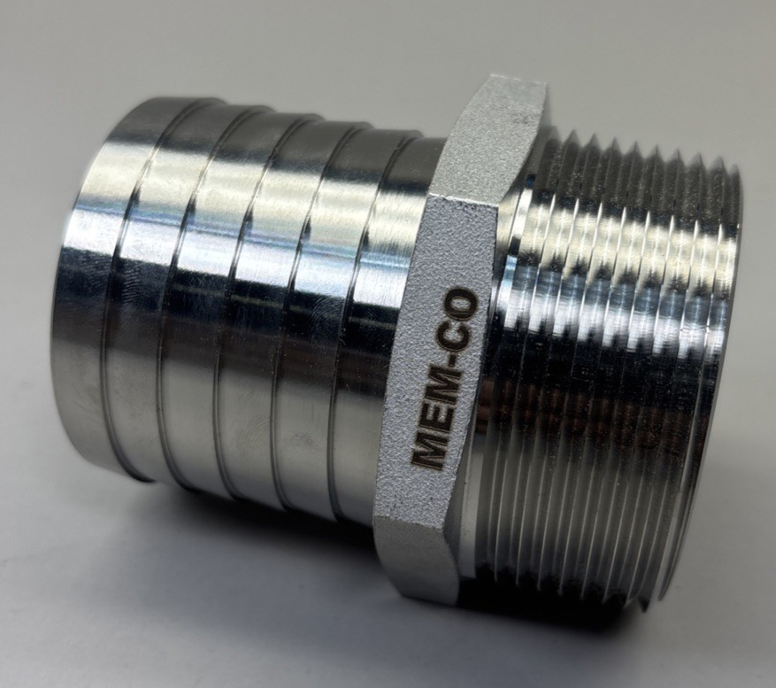 MEM-CO 2" B34-CT-SS Stainless Hose Barb X Male Thread Pipe Fitting New ROHS