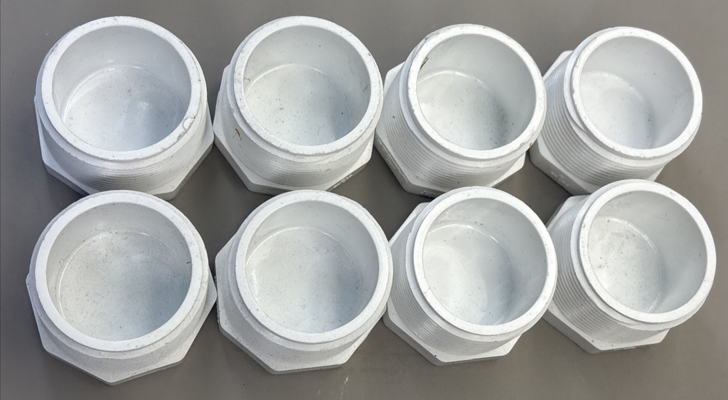 LOT of 8 - LASCO Threaded plug - cap 1 1/2" Hexagon