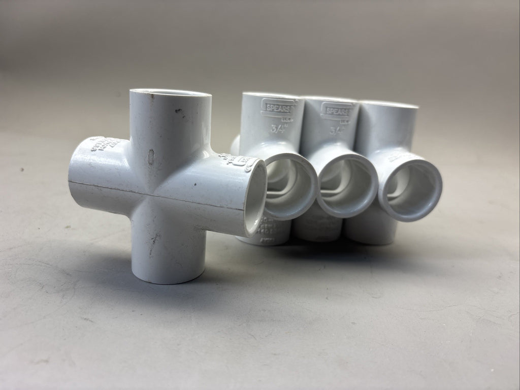 LOT of 4 Spears 420-007 3/4" PVC40 Cross Part# 420-007