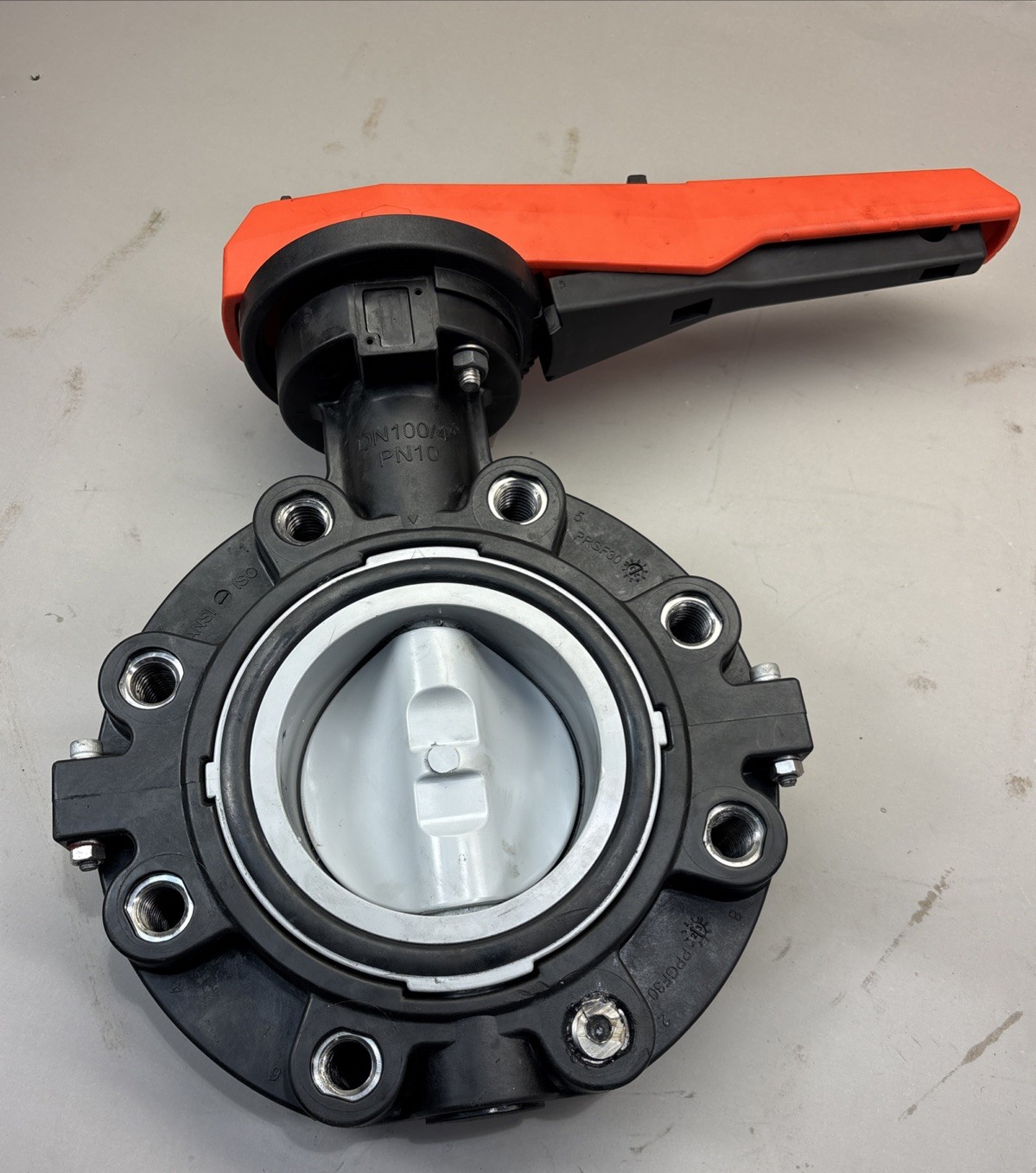 +GF+ GEORG FISCHER 4" DN100 Butterfly Valve, Lever Handle EPDM PVC-C/INOX