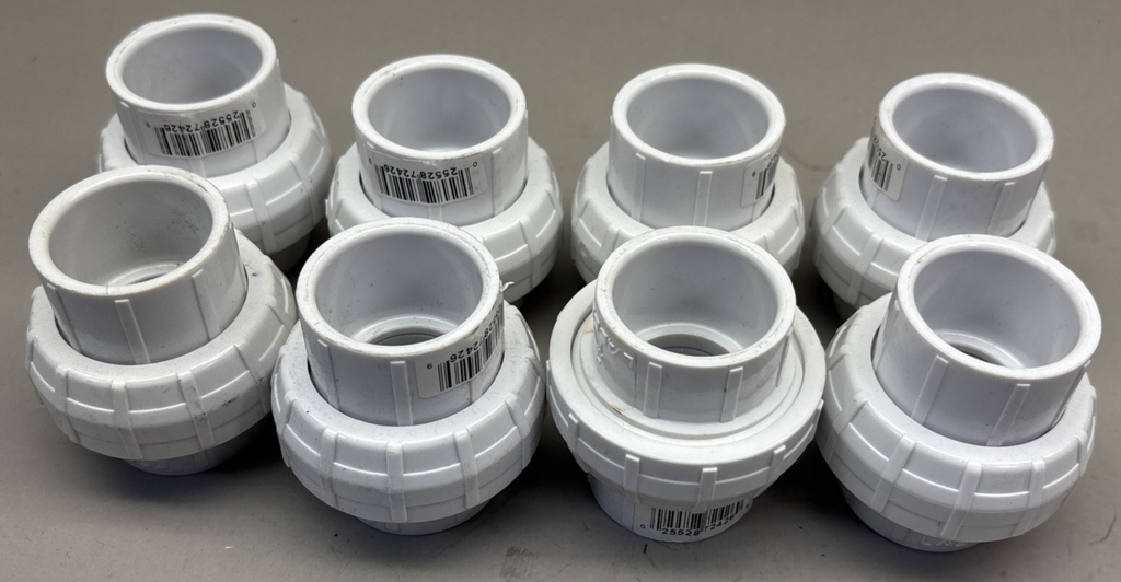 LOT of 8 - Lasco PVC Union, Socket x Socket, 1" Pipe Size