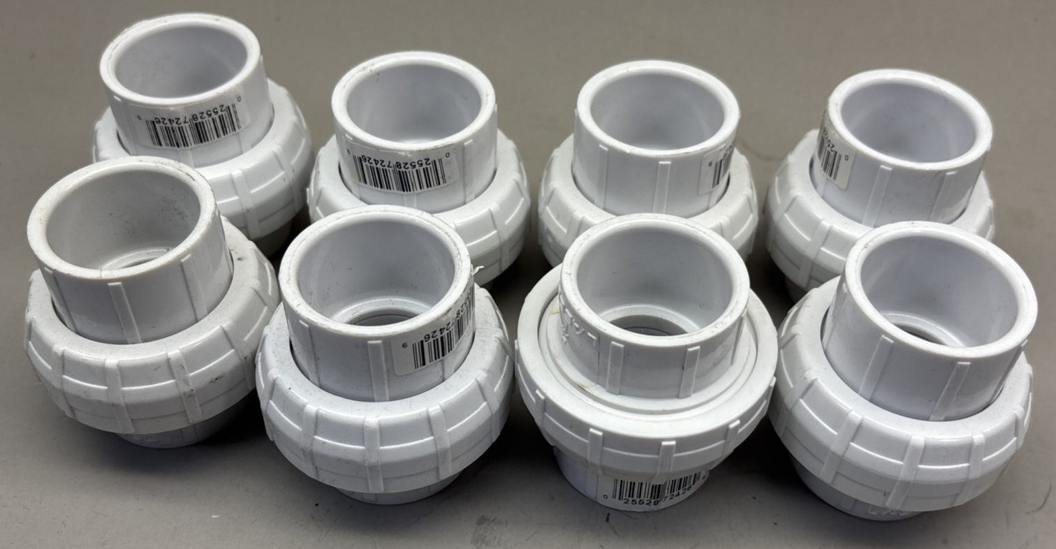 LOT of 8 - Lasco PVC Union, Socket x Socket, 1" Pipe Size