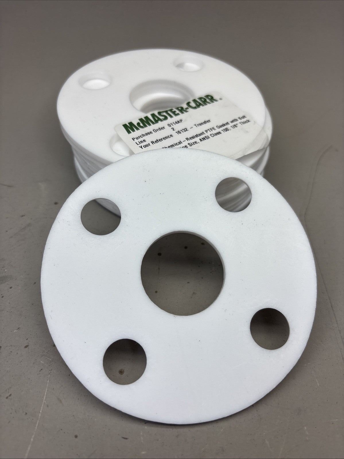 (Bag of 12) Universal Pipe Gasket 1" X 150LB X 1/8" White PTFE with Bolt Holes