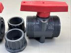 LOT of 2 - PVC Ball Valve DN25 PN10 Union End Gray Red Handle Control