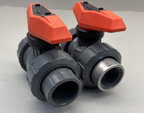 Lot of 2 GF 546PRO DN25, 1" PVC Ball Valve, ONE Socket Ends AND One Threaded END