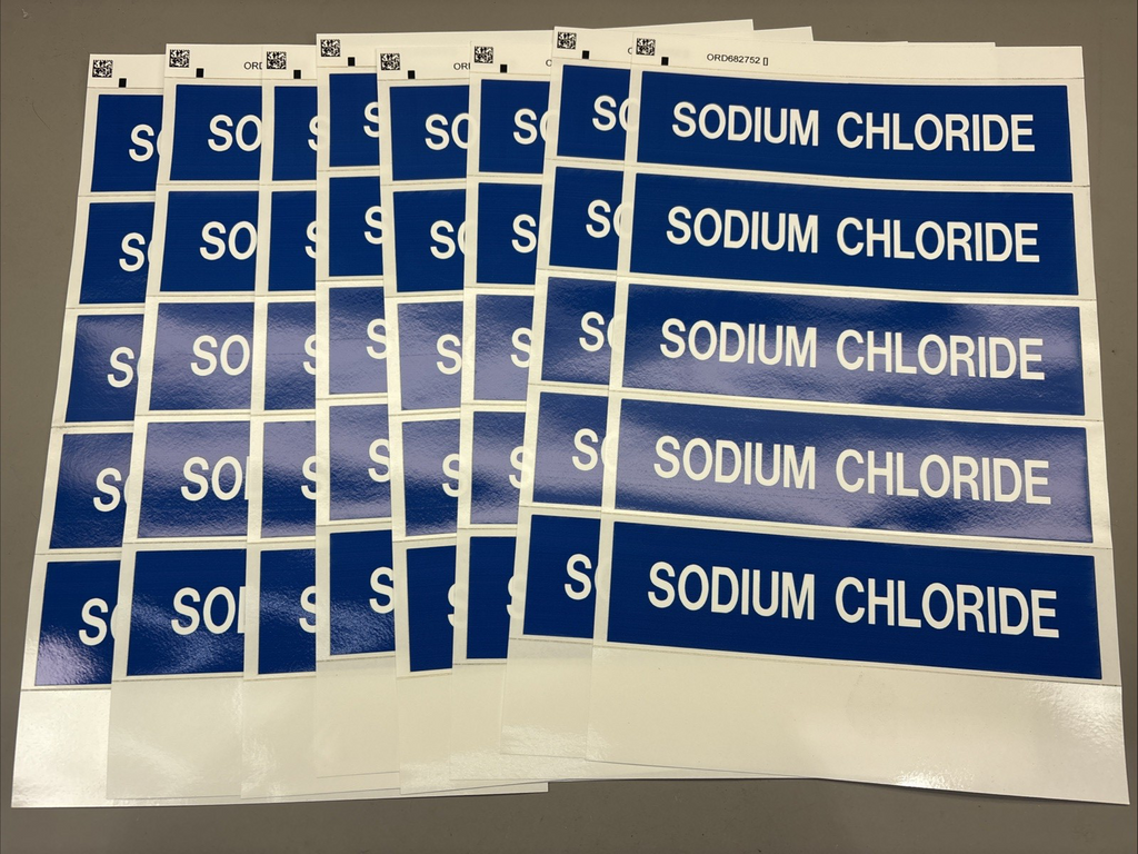 LOT of 8 - Brady Label, Sodium Chloride, Polyester, 2 7/8 In W, 2 In H