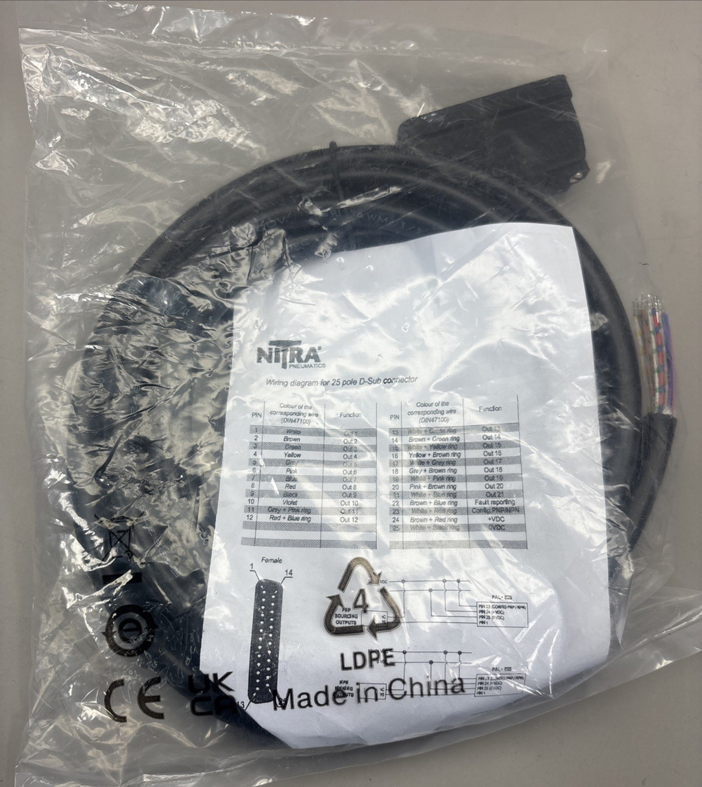 PACK of 3 NITRA PAL-ACC05 D-SUB 25 PIN 90 IP65 8.2ft