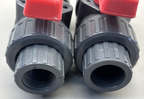 NOS Gray PVC 1/2" True Union Ball Valve Threaded and Socket Fittings PN10 DN15