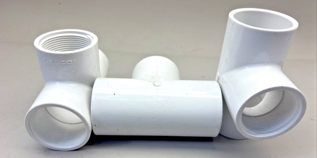Pack of 3 LASCO PVC 40 PN12 Sch 80 Female Thread Tee 1-1/2"To Socket End D2466