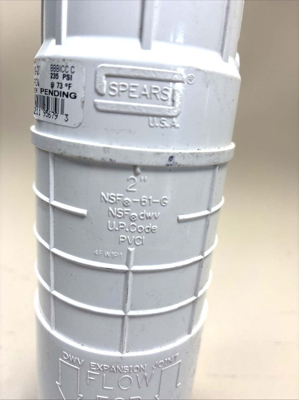 Spears S119-20 2" PVC DWV Expansion Joint EPDM 235 PSI Plumbing Fitting USA