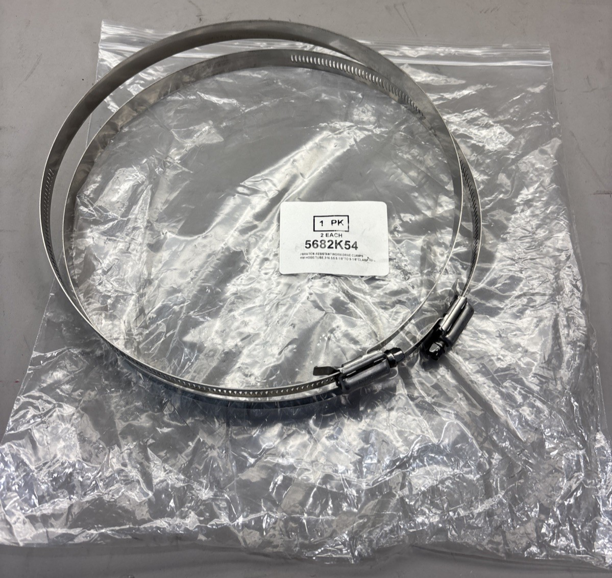 PACK of 2 McMaster-Carr 5682K54 Worm Drive Clamp 316 SS 6-1/8 to 9-1/8"
