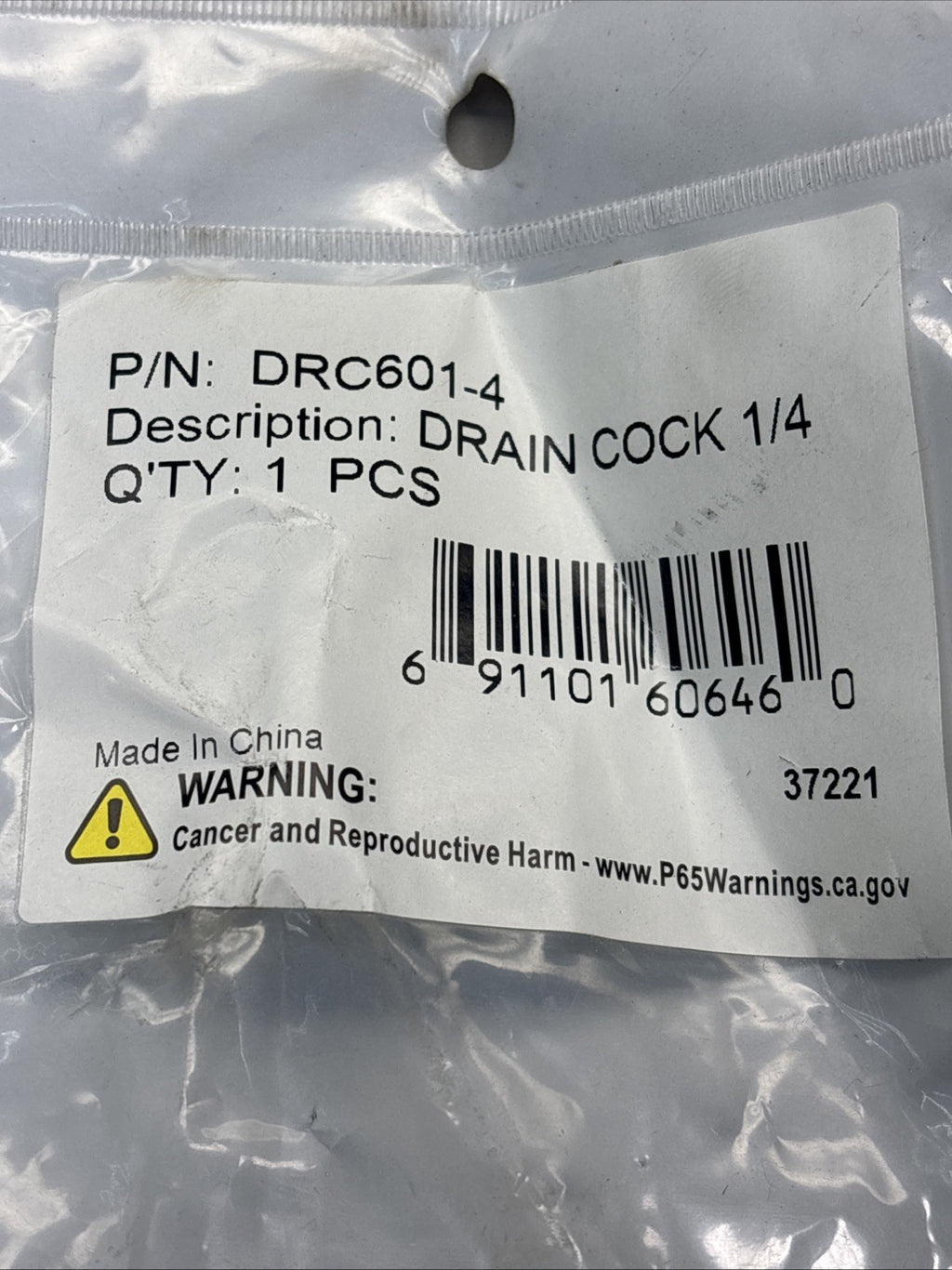 SET OF 2 - 1/4" Parker VSDCR601-4 Drain Cock Male NPT Threaded Brass
