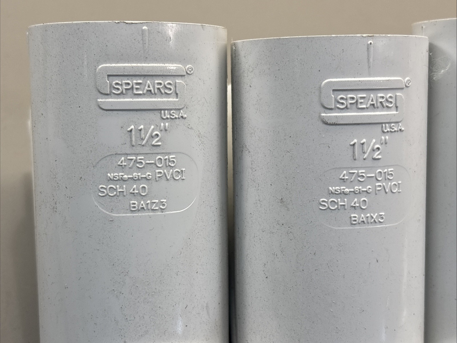 LOT of 5 Spears 475-015 1-1/2 PVC Wye Socket Sch40 235psi