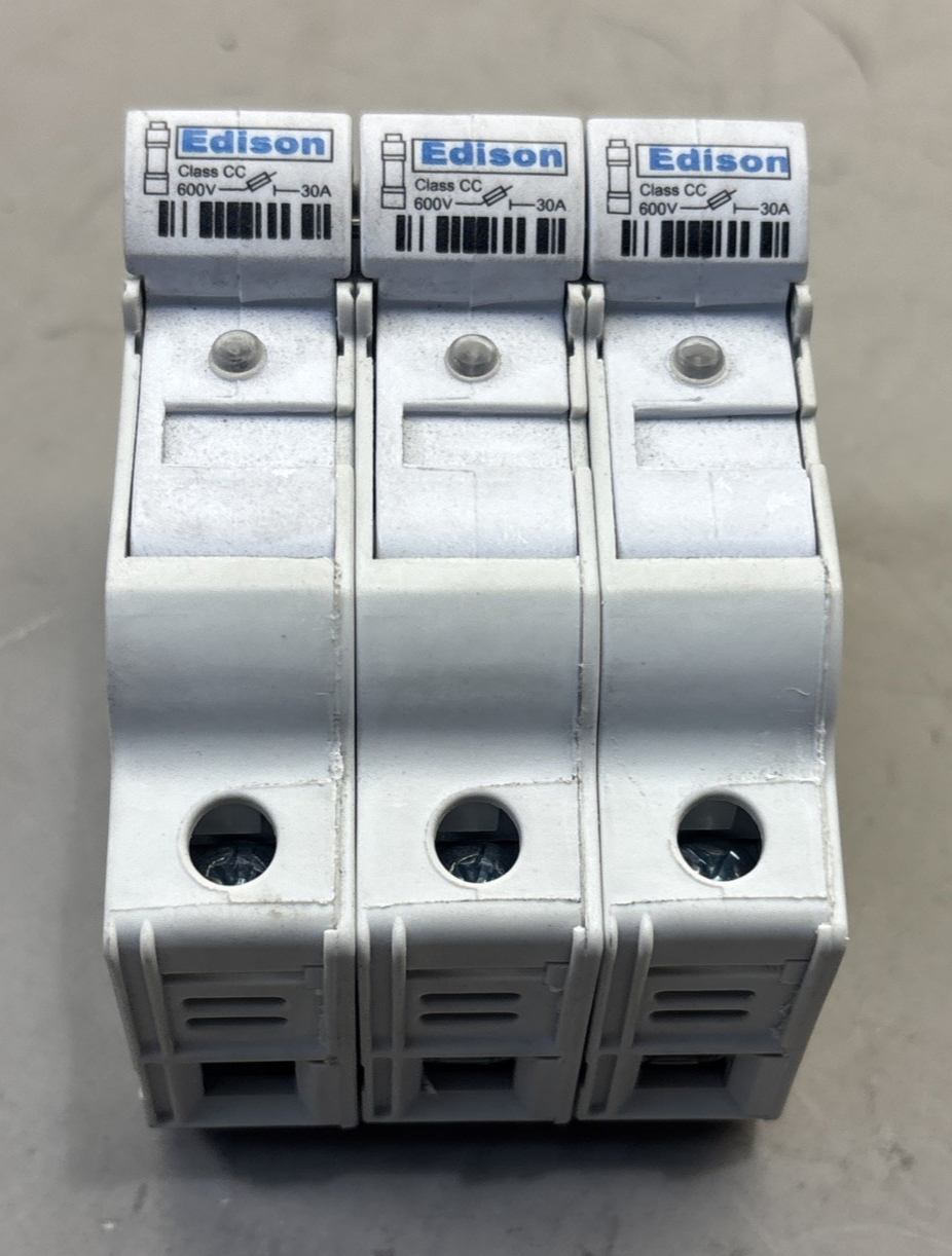 EDISON EHCC 3 EHCC3DIU POLE 30A FUSE HOLDER 600V 200KA RMS SYS W/INDICATOR & fus