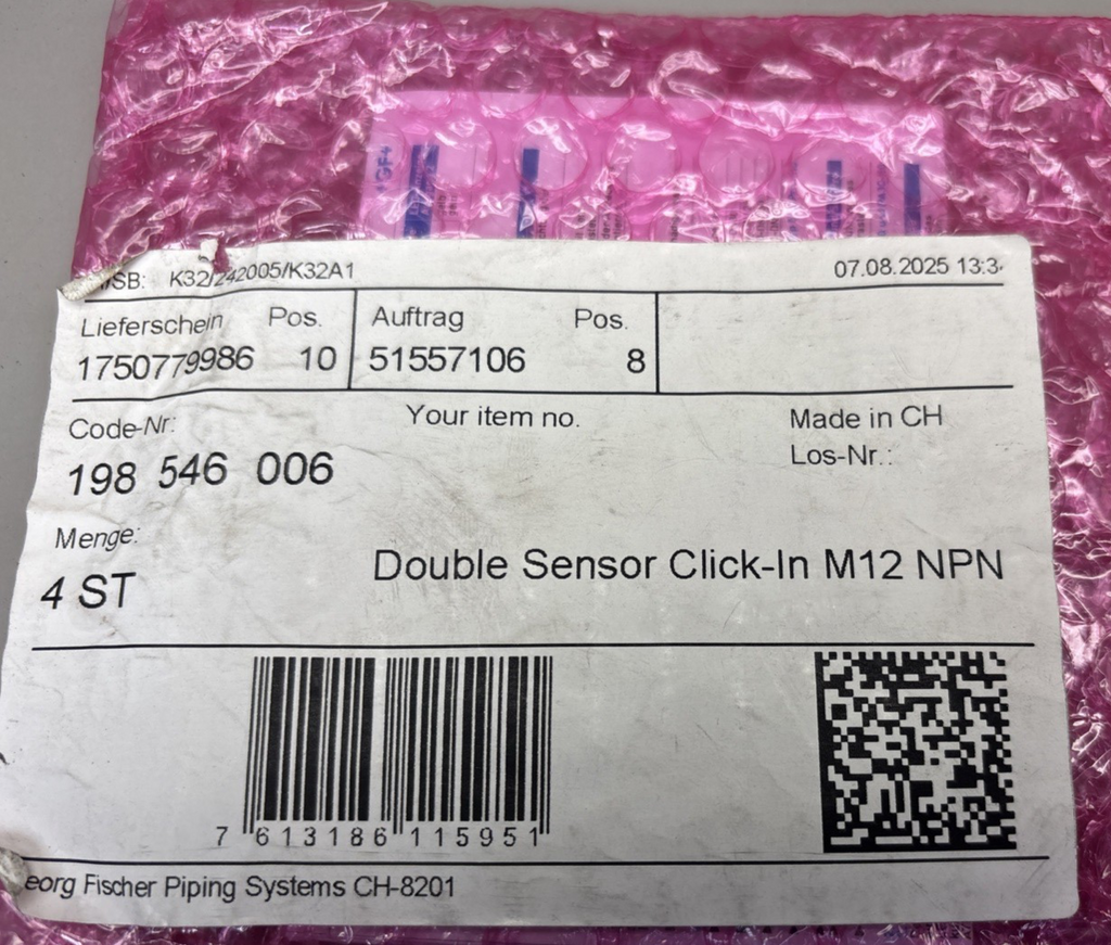 +GF+ Georg Fisher Double Sensor Click-In M12 NPN 198 546 006