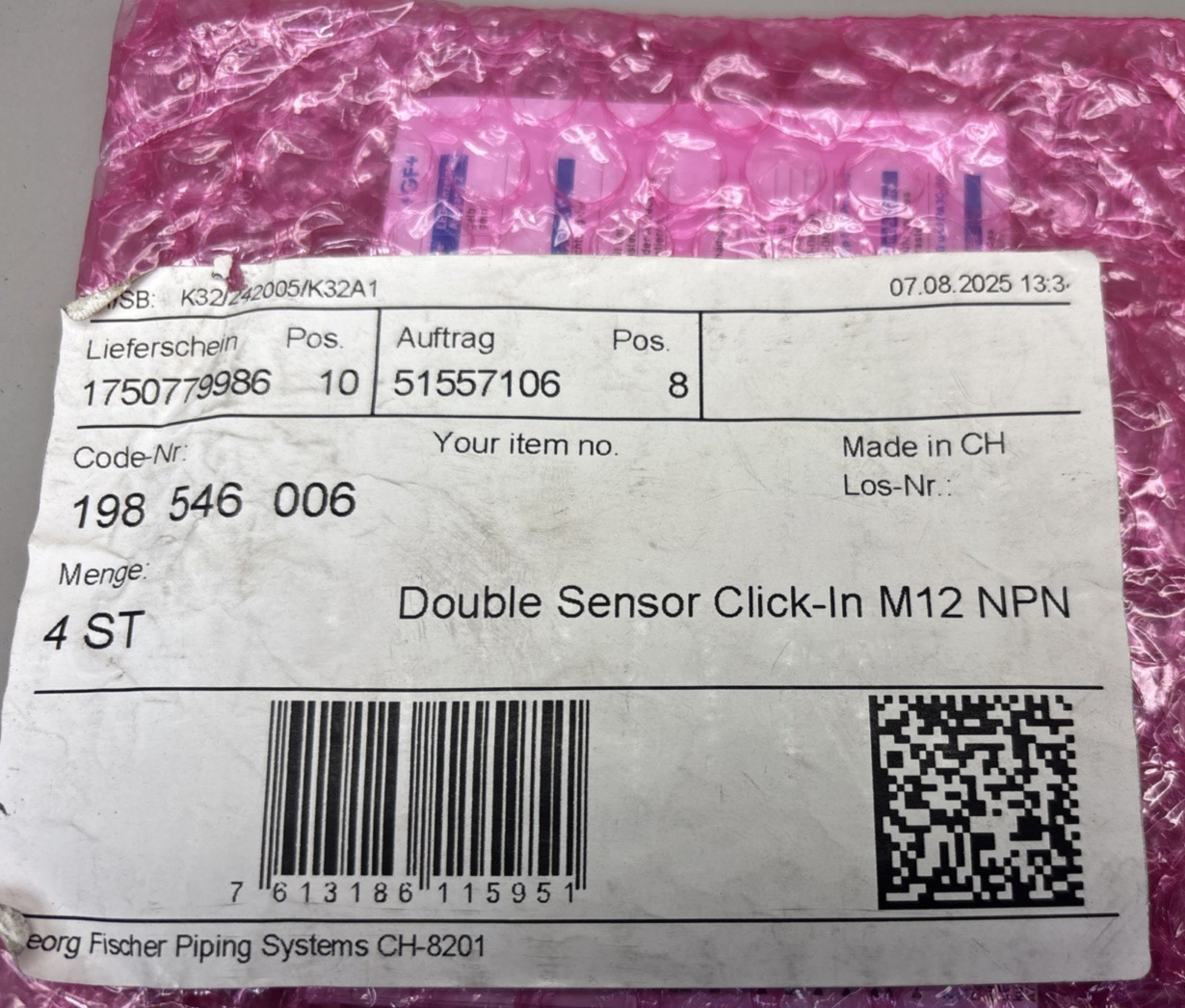 +GF+ Georg Fisher Double Sensor Click-In M12 NPN 198 546 006