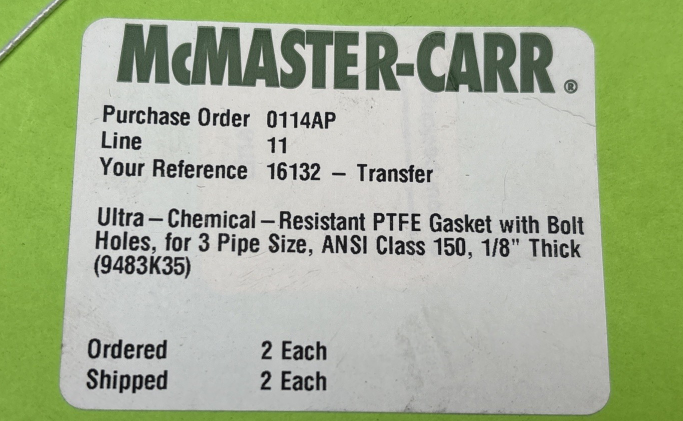 2 - ULTRA Chemical Resistant PTFE Gasket bolt holes For 3" Pipe, 1/8" Thick, 150