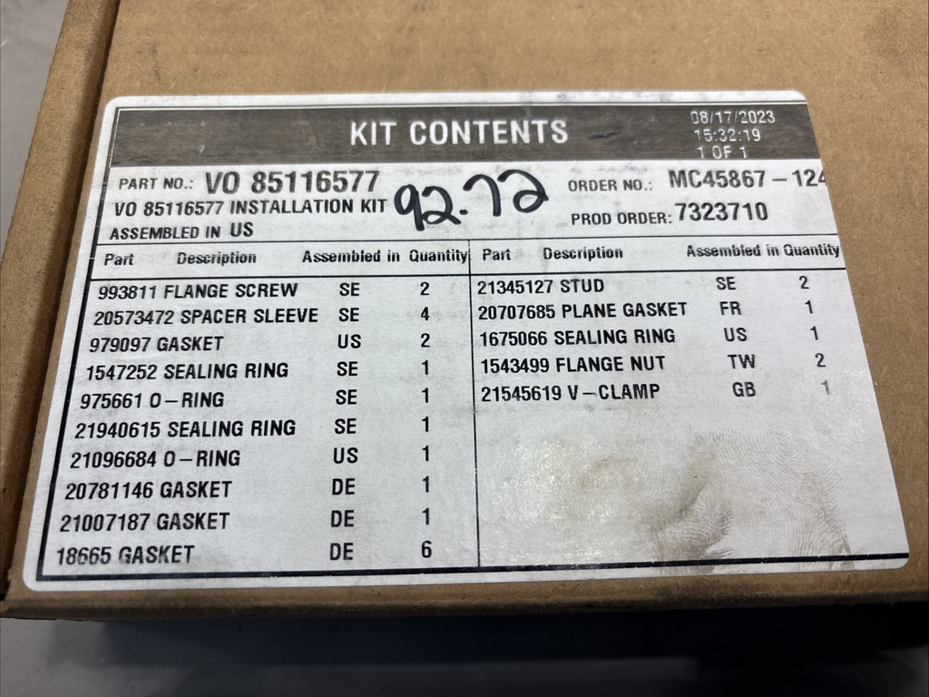Genuine Mack and Volvo Turbo Installation Kit 85116577