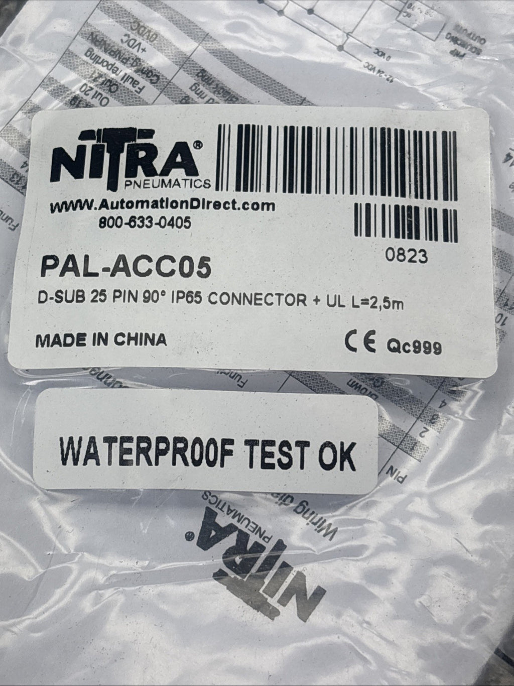 PACK of 3 NITRA PAL-ACC05 D-SUB 25 PIN 90 IP65 8.2ft