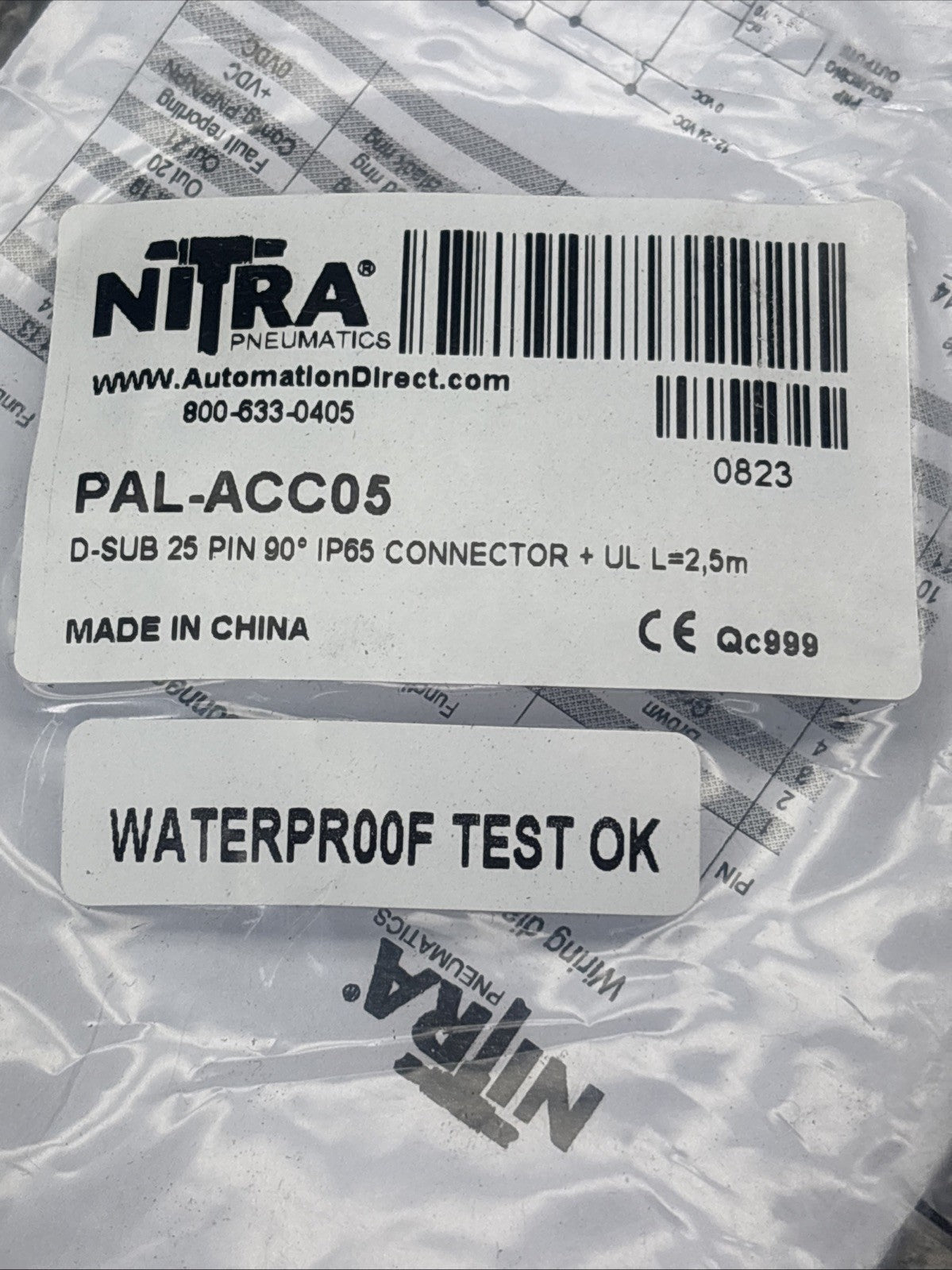 PACK of 3 NITRA PAL-ACC05 D-SUB 25 PIN 90 IP65 8.2ft