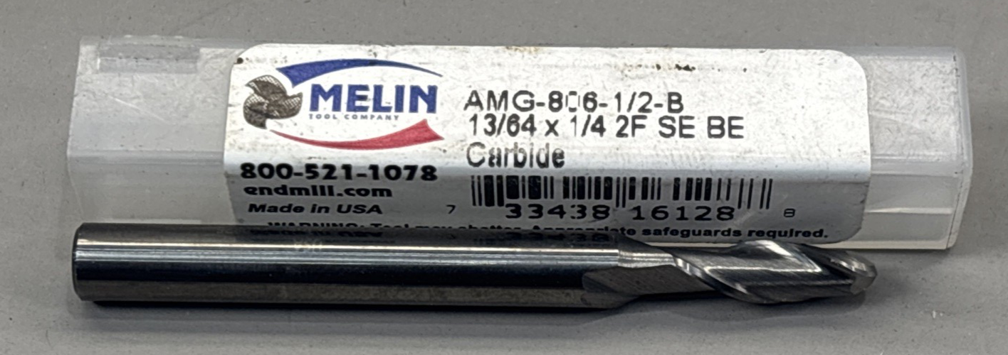 Melin Tool AMG-806-1/2-B 13/64" x 1/4" 2 Flute SE BE Carbide
