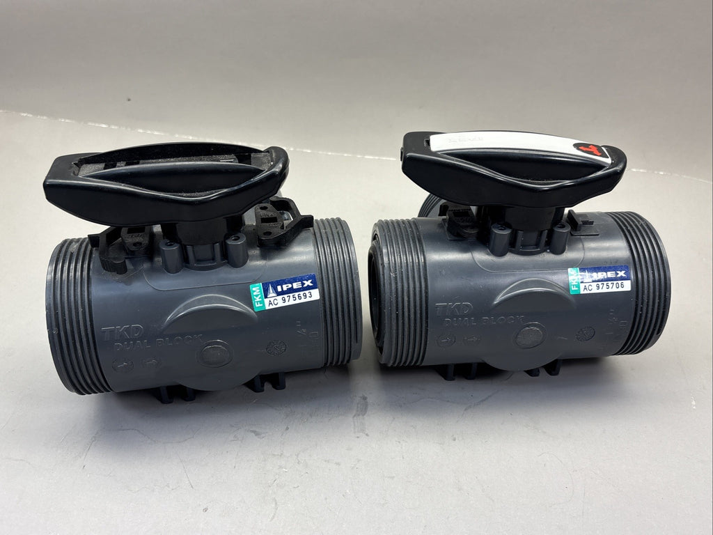 IPEX 50  1" 1/2 TKD 3 WAY TU BALL VALVE PVC AC975706/975693 DUAL BLOCK DN40