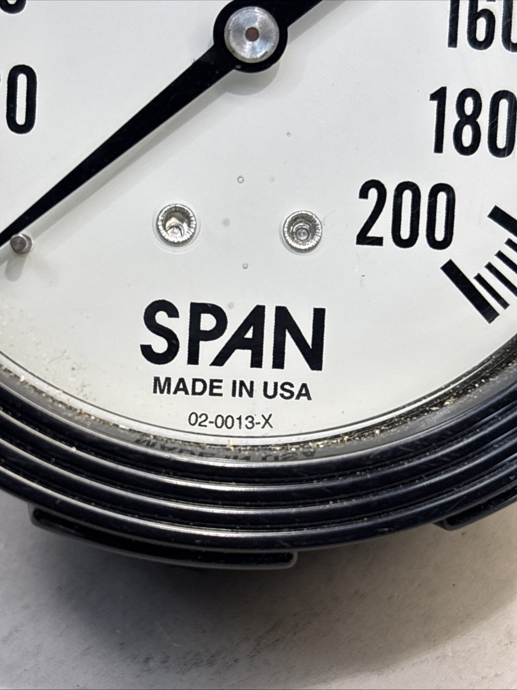 Span Industrial Pressure Gauge 200 psi to 0 psi, 2 1/2 in Dial, 1/4 in NPT Male